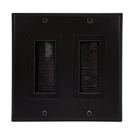 iMBAPrice® Black Dual Gang Decora Brush Wall Plate - Two Gang Wall Plate with Brush Bristles