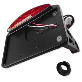 HTT Motorcycle Black Side Mounted Flat License Plate Bracket w/Led Tail Light Brake Light 1" Axles For Harley Davidson Dyna Glide Fat Bob Street Bob