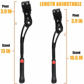 TOPCABIN Adjustable Aluminum Alloy Bicycle Kickstand, Black, 24"-28" Bike