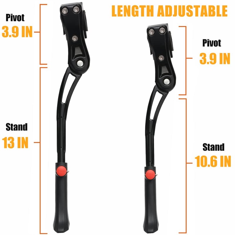 TOPCABIN Adjustable Aluminum Alloy Bicycle Kickstand, Black, 24"-28" Bike