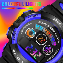 Kids Watch Boys Colorful Backlight Resin Band Watch for Children Toddlers Digital Chronograph Waterproof Alarm Colck Montre Enfant Garcon