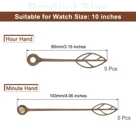 sourcing map 5 Set Wooden Clock Hands Only,Walnut Wood Clock Hands Clock Kit for Clock DIY Repair Part Replacement Fit for 10 Inch Wall Clock, 4.06 Inches