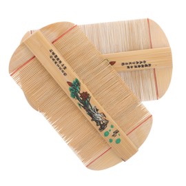FRCOLOR 2Pcs Dense Bamboo Hair Comb Portable Static Dandruff Comb for Hair Care Double Sided Design for Easy Use for Adults Durable and Safe for Daily Grooming