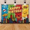 7x5ft Superhero Cityscape Backdrop Skyline Buildings Super City Boom Blue
