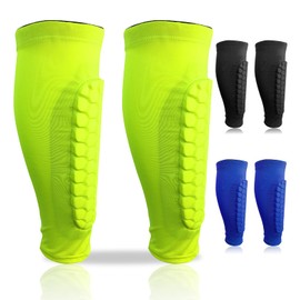 Gevvnss 1 Paar Sport Schienbeinschutz für Damen & Herren,Professionelle Wadenschutz-Kompressionsmanschette Crashproof Schienbeinschoner für Fußball,Basketball,Radfahren,Klettern(Grün,L)