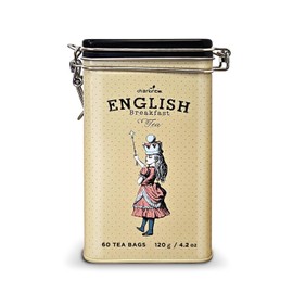 Charbrew Tea Tin English Breakfast Alice in Wonderland Crown 60 Teabags