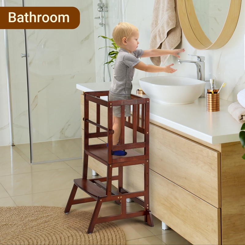 COSYLAND Toddler Standing Tower - Adjustable Height Toddler Kitchen Stool