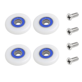 Qikuver 27 mm Shower Door Rollers, Pack of 4 Shower Door Rollers, Shower Cubicle Rollers, Replacement Parts, Shower Cubicles, Shower Door, Sliding Door, Replacement Rollers for Shower Cubicle Door,