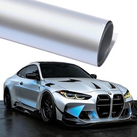 AuMoHall Silver to Ice Blue Chameleon Metallic Vinyl Wrap, Self-Adhesive Chameleon Satin Pearl Silver Blue Color Shift Car Film with Air Release Technology for DIY Auto Vehicle Wrap, 59.84" x 11.81"
