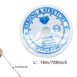 Clear Stretch Elastic 0.4mm 24 metres Elastic Beaded String for DIY Jewellery Making Necklace Bracelet Beading Thread