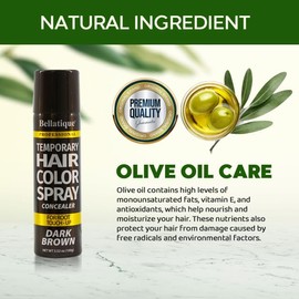 Bellatique Temporary Hair Color Spray Concealer - Dark Brown. For Root Touch-Up. Quick & Easy, Fast Drying, No Residue, Smudge Proof, Lasts 1 Shampoo, Ammonia Free, Peroxide Free, Water Resistant