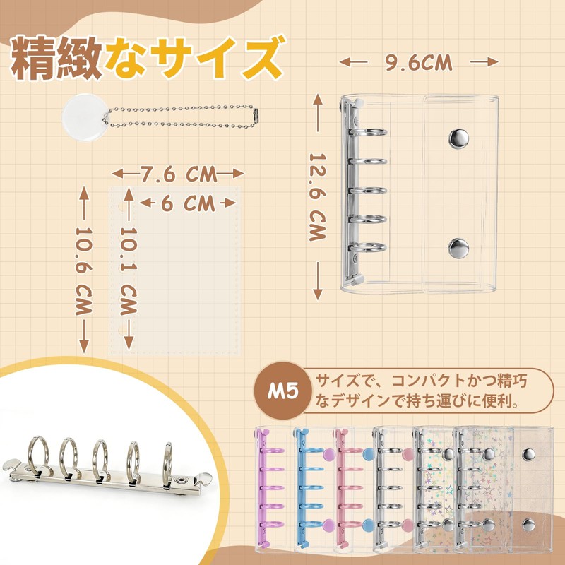 VVOKGO M5 Size Sticker Book for Girls 5 Holes Binder