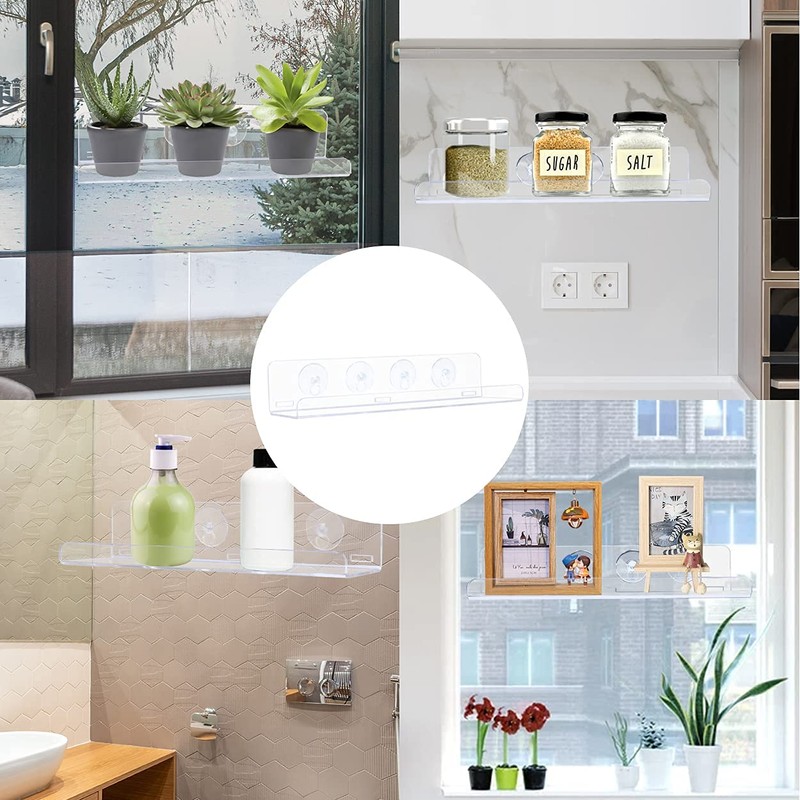 Sumerflos 2 Pack Window Shelves for Plants, Clear Acrylic Suction