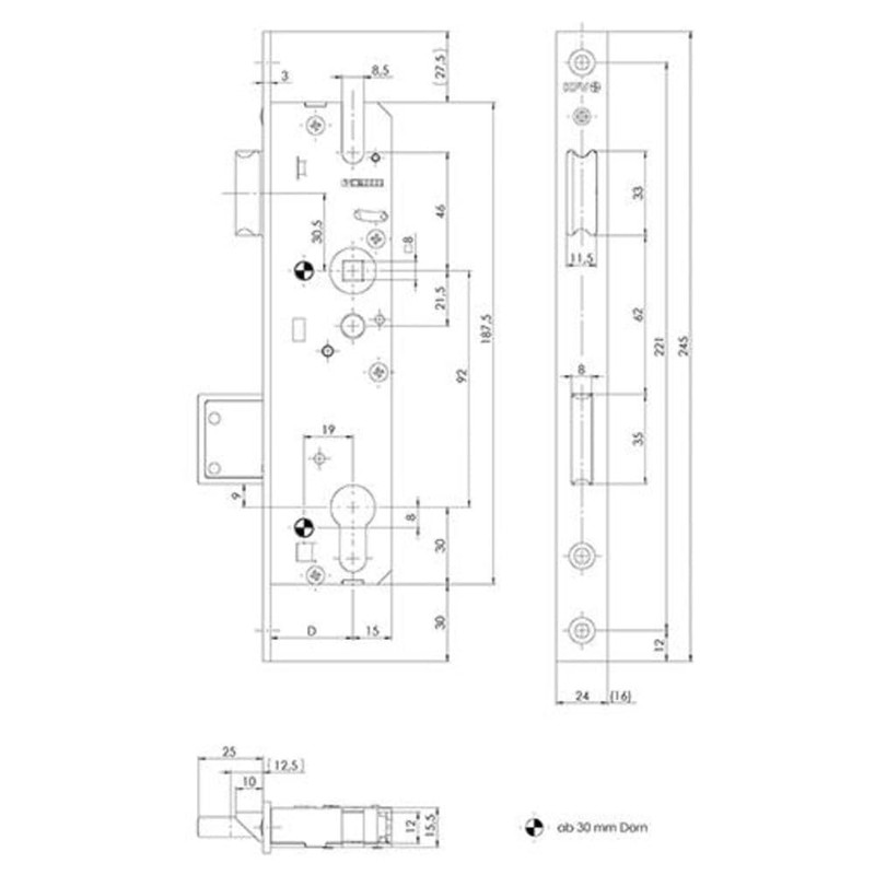 Format 4015501100230 – rohrrahmenschloss NR. 59 PZ W 35 mm