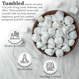 Howlite Tumbled Stones and Crystals Bulk Polished Stones 1,000+ Carats Gem Stones Rocks Crystals Making Spiritual Jewelry Chakra Healing Stones Rock Collection Car Ornament Home & Office Décor