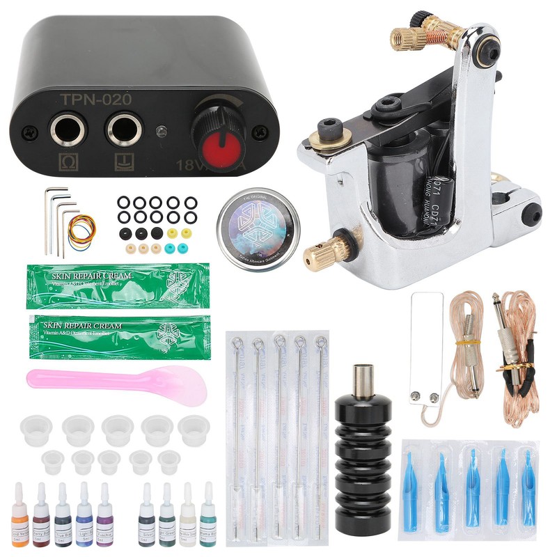 Coil Tattoo Machine Kit Clip Cord Foot Pedal Power Supply