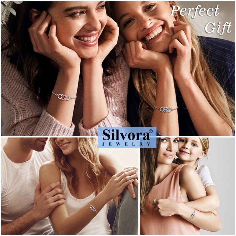 Silvora Bracelets for Women Females Solid Silver Chain Bracelet with