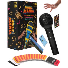 Juego de mesa de música con micrófono, pase el micrófono con 280 letras de canciones (140 tarjetas) y 10 tarjetas en blanco, 2-10 jugadores, juego de fiesta de karaoke para la familia