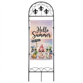 ESTTOP Garden Flag Stand, Metal Yard Flag Holer, Fleur Style Decorative Flag Pole Stake for Outside, Suit for 12 * 24 inch Christmas Garden Flag (Flag Not Include)