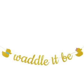 Waddle It Be Gold Glitter Duck Gender Reveal Party Banner