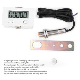 BERM Magnetic Induction Meter Digital Display Counter, Magnetic Induction Counter, Metal Sensor, 5-Digit LCD Digital Display, 0-99999 BEM-5C + 12φ