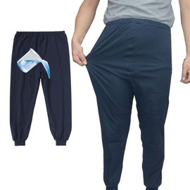 WEEOATAR Diaper Pants Urinary Incontinence Pants Patient Care Trousers,Reusable,Leak-Proof and Washable Adaptive Apparel for Women on Periods,Bedridden,Elderly,Mobility Impaired(Long,Blue,2XL)