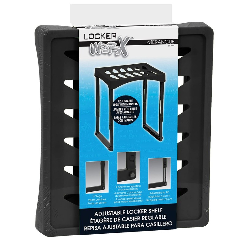Merangue Extendable Locker Shelf, Collapsible Legs, 11.5" L x 9.5"
