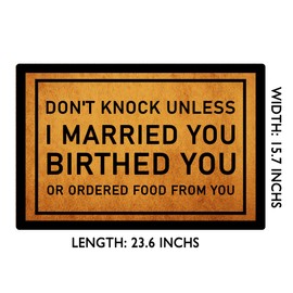 JFFBFF Don't Knock Unless I Married Funny Doormat for Entrance Way with Non Slip Backing Indoor/Outdoor Welcome Mats Home and Office Decorative Rug 23.6 in(W) X 15.7 in(L)