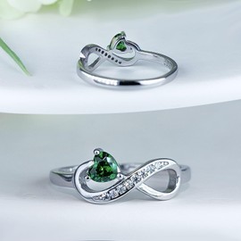 925 Sterling Silber Unendlichkeit Herz Smaragd Ring für Damen, Weihnachten Ringe Verlobungsring Hochzeitsring für Mutter Frauen,Ringgröße 62(19.7)