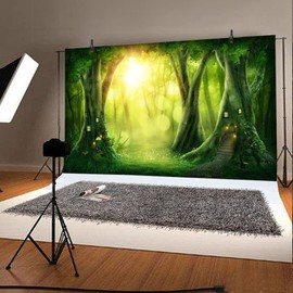 YongFoto 3 x 2 m Vinyl Photo Background Dark Enchanted Forest Fairy Tale Trees Photography Background for Photo Shoots Portrait Photos Party Children Wedding Photo Studio Props