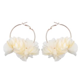 Kercisbeauty Ivory Summer Petal Flower Hoop Earrings for Women Gold Dangle Hawaiian Beach Party Jewelry (Ivory)