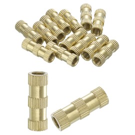 QUARKZMAN Knurled Insert Nuts, Pack of 15, M5 x 20 mm (L) x 7 mm (Diameter) Threaded Pressure Brass Nuts, Female Threaded Inserts, Brass Heat Set, Embedding Nuts