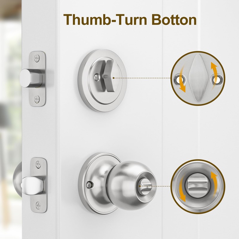 HOSOM 3 Pack Entry Door Knob and Single Cylinder Deadbolt