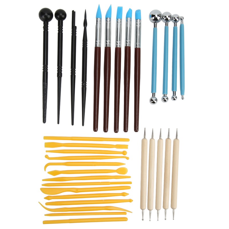 Clay Sculpting Tools Kit 33pcs Ball Stick Silicone Pen Portable