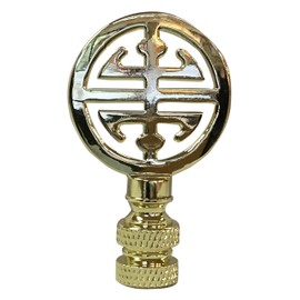 Royal Designs Oriental Happiness Symbol 2.25" Lamp Finial for Lamp Shade, Polished Brass