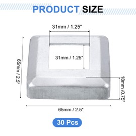 uxcell 30Pcs Post Base Cover, 2.5"x2.5" (Internal Size 1.2"x1.2") Metal Integral Style Post Skirt, Porch Column Wrap for Post Fence Deck Cable Railing Baluster Stair Rails, Silver