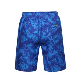 Rokka&Rolla Men's Swim Trunks Quick Dry Board Shorts Bathing Suit with Mesh Lining Blue Leaves