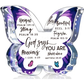 Easter Christian Religious Gifts for Women Birthday, Easter Inspirational Gifts for Friend Mom Sister, Mothers Day Christmas Spiritual Faith Keepsake, Pastor Butterfly Gift Prayer Room Decorative Sign Plaque