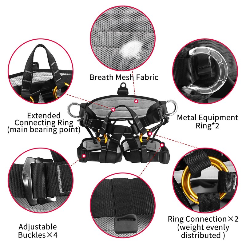 NewDoar Adjustable Thickness Climbing Harness, CE Certification Wider Half Body