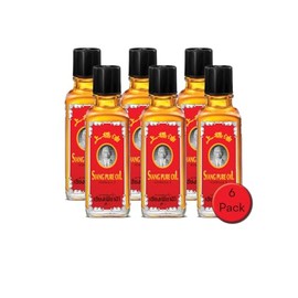 Siang Pure Red Oil - Herbal Thai Muscle Rub - Warming Red Formula - 25g Bottle 6 Pack