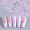 Relief Nagelsticker Blumen Rosa Weiß Gänseblümchen Blume Nagelaufkleber Sommer Frühling