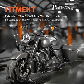 Prewired 14" Extended CAN-Bus Wire Harness & 10" TBW Throttle by Wire Handlebar Extension Kit for Harley 2016-Up Touring and Softail Models
