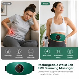 Rechargeable Waist Massage Belt for Home Relaxation – EMS Vibration Abdominal Belt for Daily Body Care