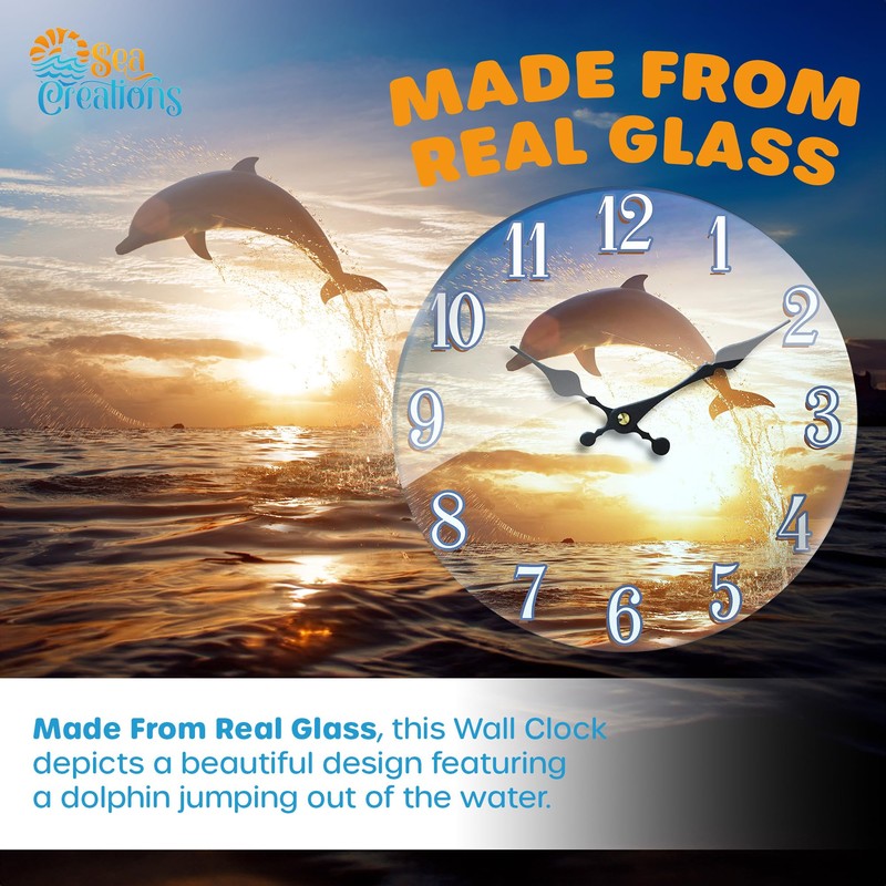Sea Creations Glass Wall Clock - Coastal, Nautical, and Beach