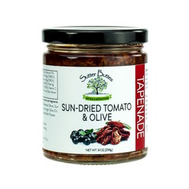 Sutter Buttes Olive Tapenade with Sun-Dried Tomatoes (9 oz Jar); Gourmet Artisan-Crafted Pesto Spread w/Black Kalamata Olives and Premium Sun-Dried Tomatoes, All-Natural Vegan Dip