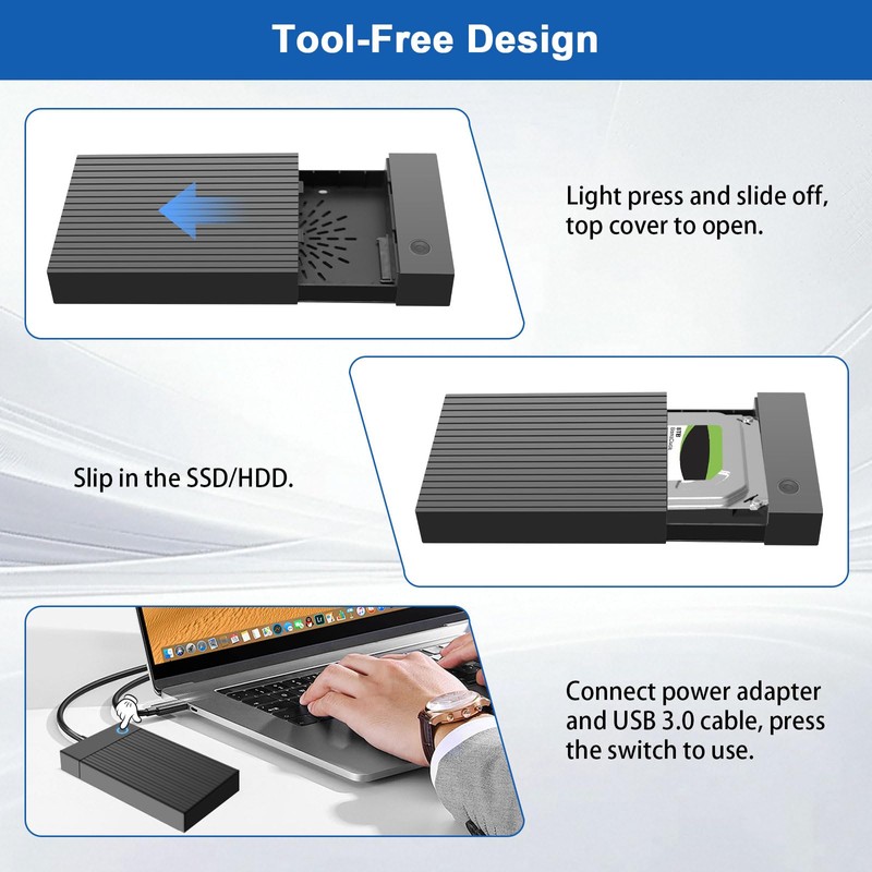 Gbformat 3.5 Hard Drive Enclosure, USB C/USB 3.0 SATA HDD