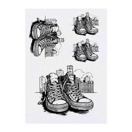 Azeeda 4 x 'Urban-Sneaker' Temporäre Tattoos - Wasserfest, Hautfreundlich & Ungiftig · Transfers in Verschiedenen Größen (TO00060716)