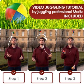 Weidebach® 3 Quality juggling balls, Ø2.64 in juggling balls professionals and beginners, 4.59 oz. weight, synthetic leather water resistant, juggling balls 3 incl. tutorial video, juggling set