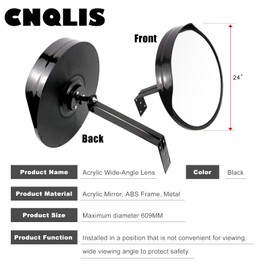 CNQLIS 24 Inch Convex Mirror Outdoor with Adjustable Wall Fixing Bracket,Driveway Mirror,Blindspot Traffic Mirror for Driveway Garage Park Outdoor Wide Angle View Curved Security Blind Spot Mirrors