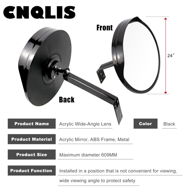 CNQLIS 24 Inch Convex Mirror Outdoor with Adjustable Wall Fixing
